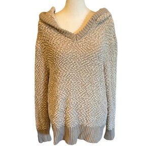 GreenTea Cozy Beige Women's Hooded Popcorn Knit Sweater. Size XL.